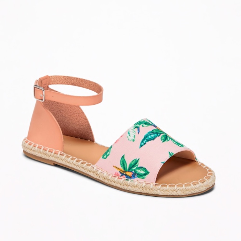 patterned canvas espadrille sandals